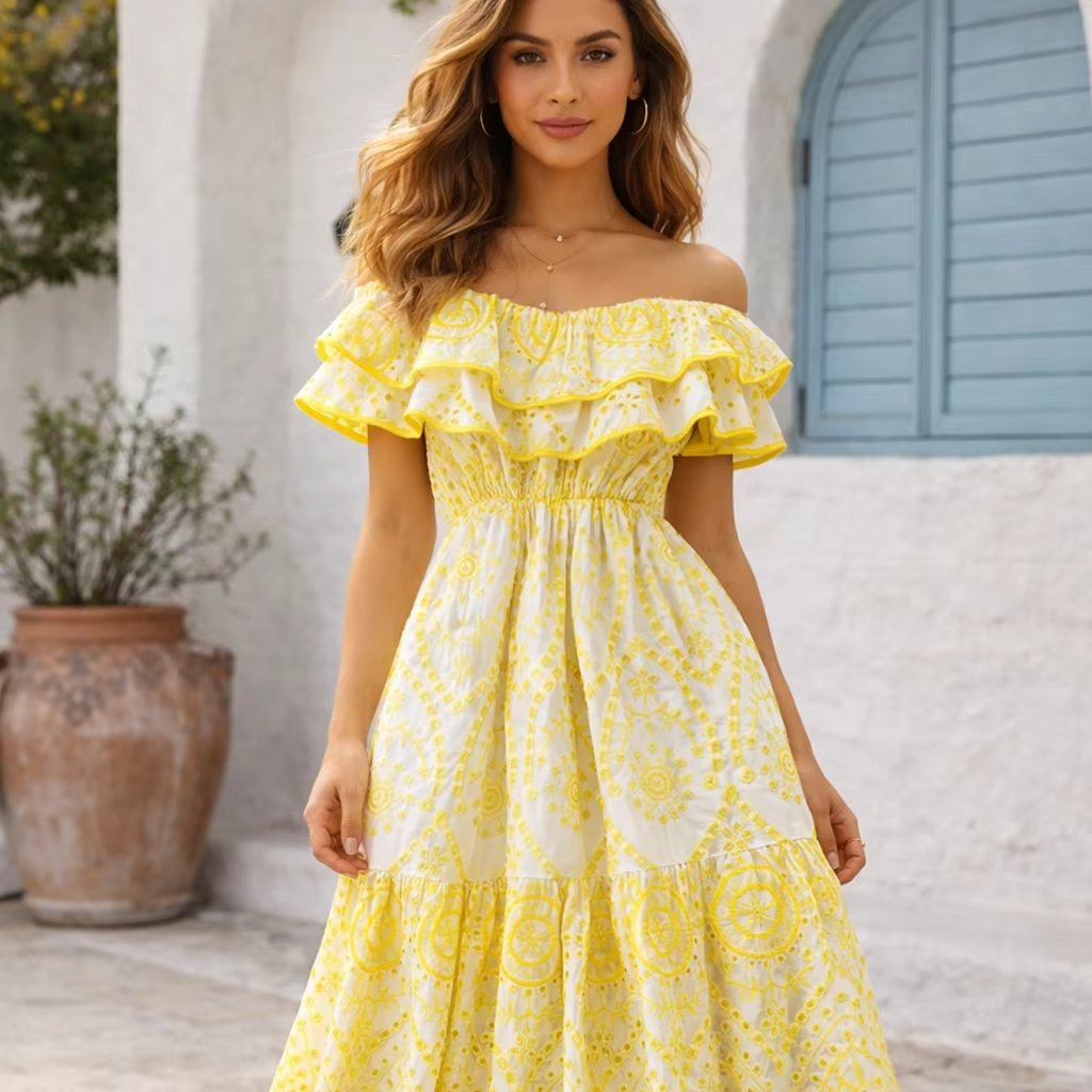 Women White One Shoulder Cape Sleeve Ruffle Loose Casual Dress