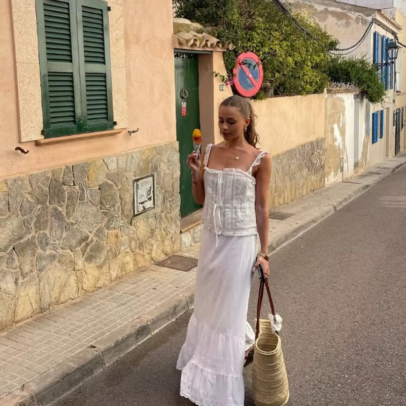 Women Off Shoulder 3D Woven Cotton Blend Midi Dress With Pocket