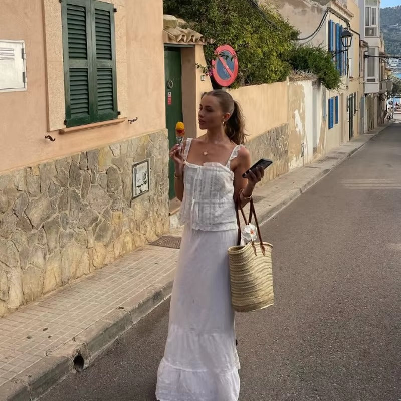 Women Off Shoulder 3D Woven Cotton Blend Midi Dress With Pocket
