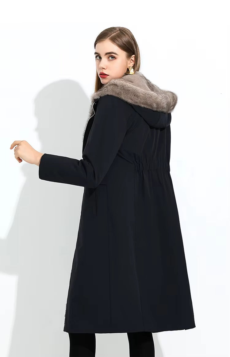 Women Winter Thickened Warm Down Parka Jacket Zipper Closure