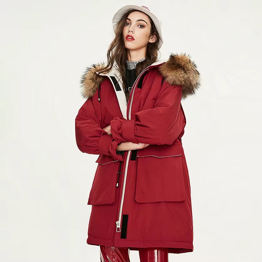 Women Warm Waterproof Windproof Cotton Vintage Parka Jacket
