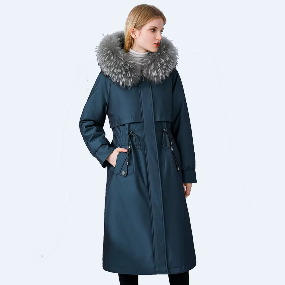 Women Winter Thick Warm Parka Fur Collar Long Sleeve Coat