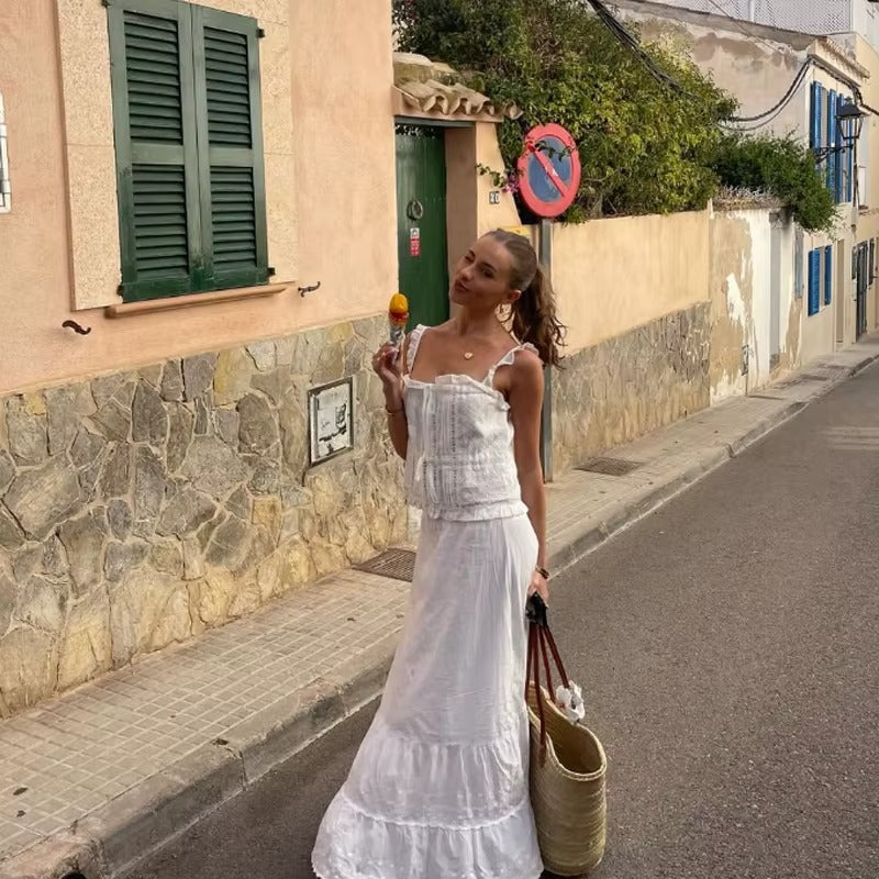 Women Off Shoulder 3D Woven Cotton Blend Midi Dress With Pocket