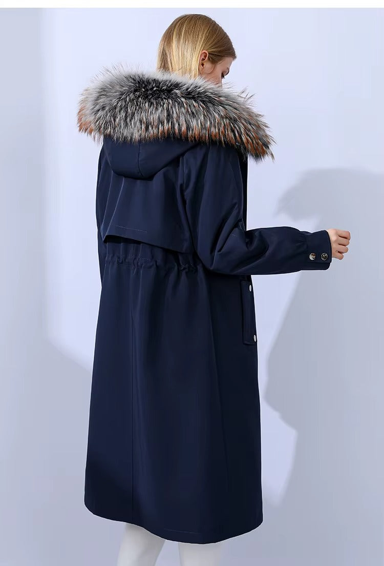 Women Winter Hooded Fur Collar Down Parka Coat