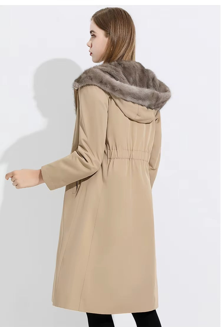 Women Winter Thickened Warm Down Parka Jacket Zipper Closure