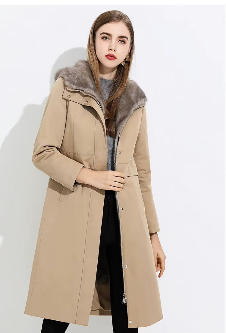 Women Winter Thickened Warm Down Parka Jacket Zipper Closure