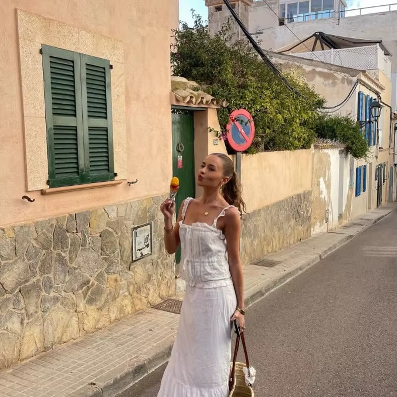 Women Off Shoulder 3D Woven Cotton Blend Midi Dress With Pocket