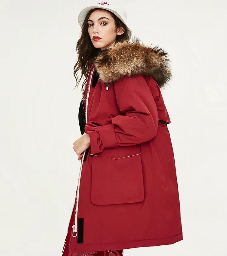 Women Warm Waterproof Windproof Cotton Vintage Parka Jacket