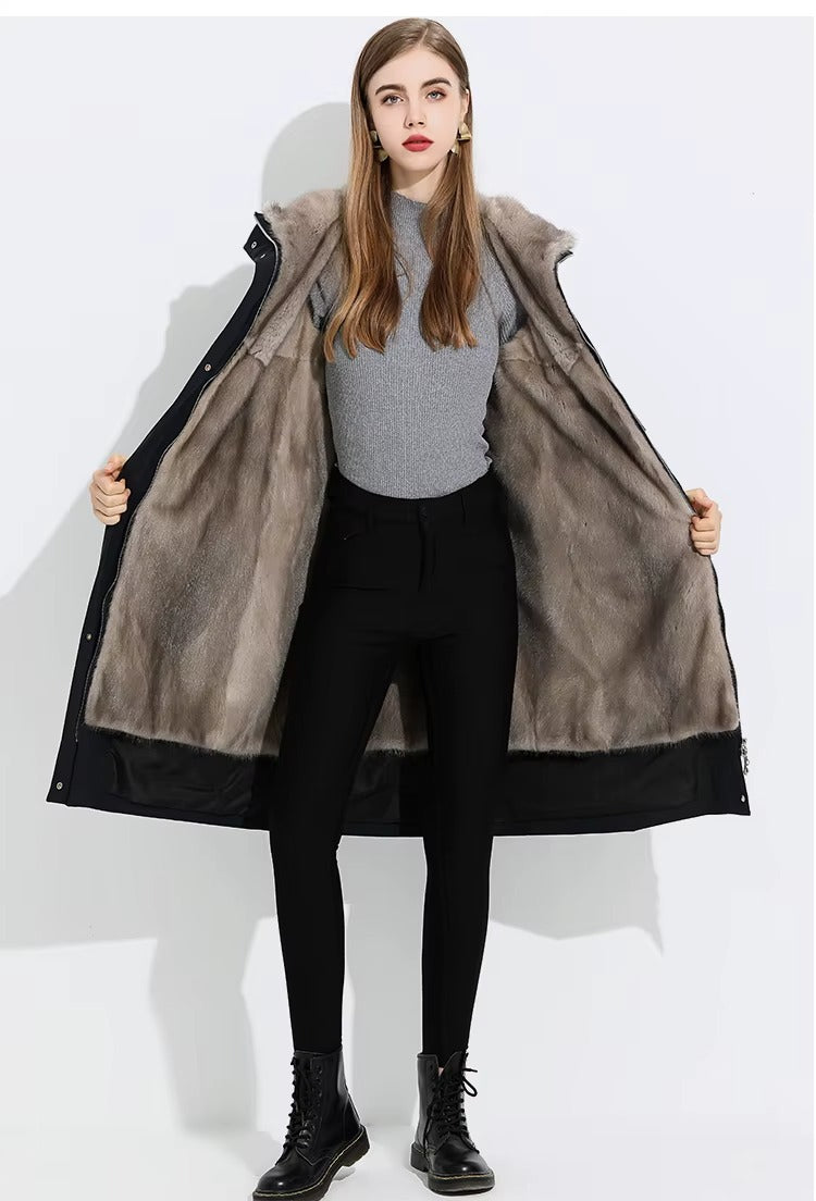 Women Winter Thickened Warm Down Parka Jacket Zipper Closure