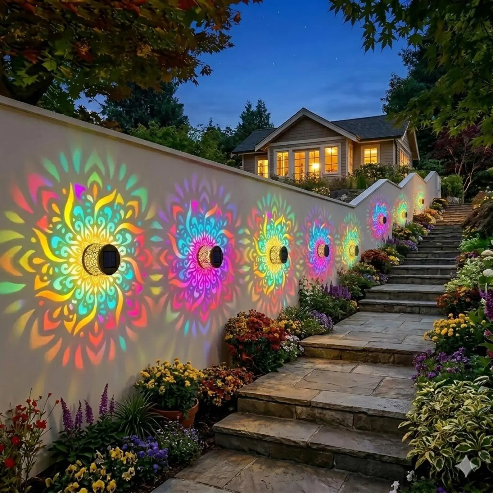 2-Pack Solar Mandala Projector Lights
