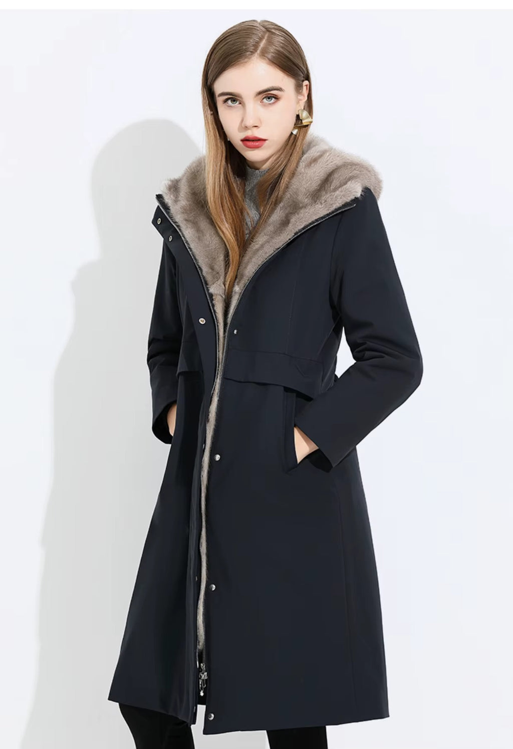Women Winter Thickened Warm Down Parka Jacket Zipper Closure