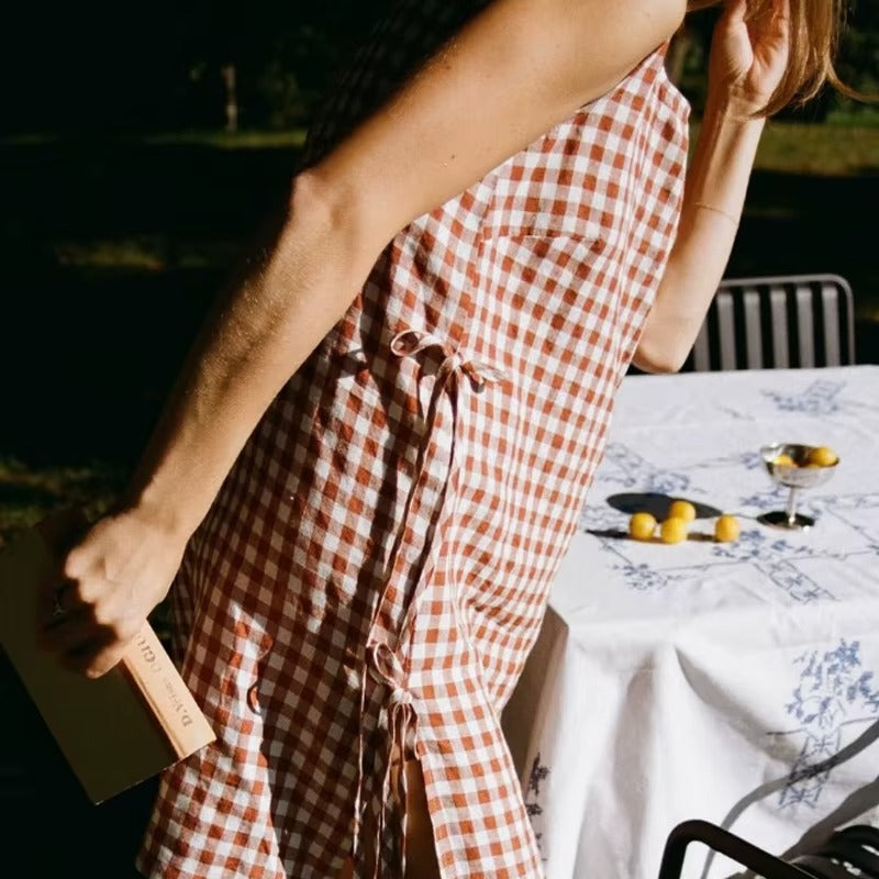 Women V Neck White Linen Casual Summer Dress